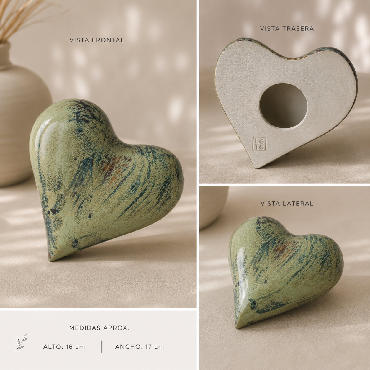 Corazón escultórico de cerámica – Bosque Mineral Corazón escultórico de cerámica – Bosque Mineral
