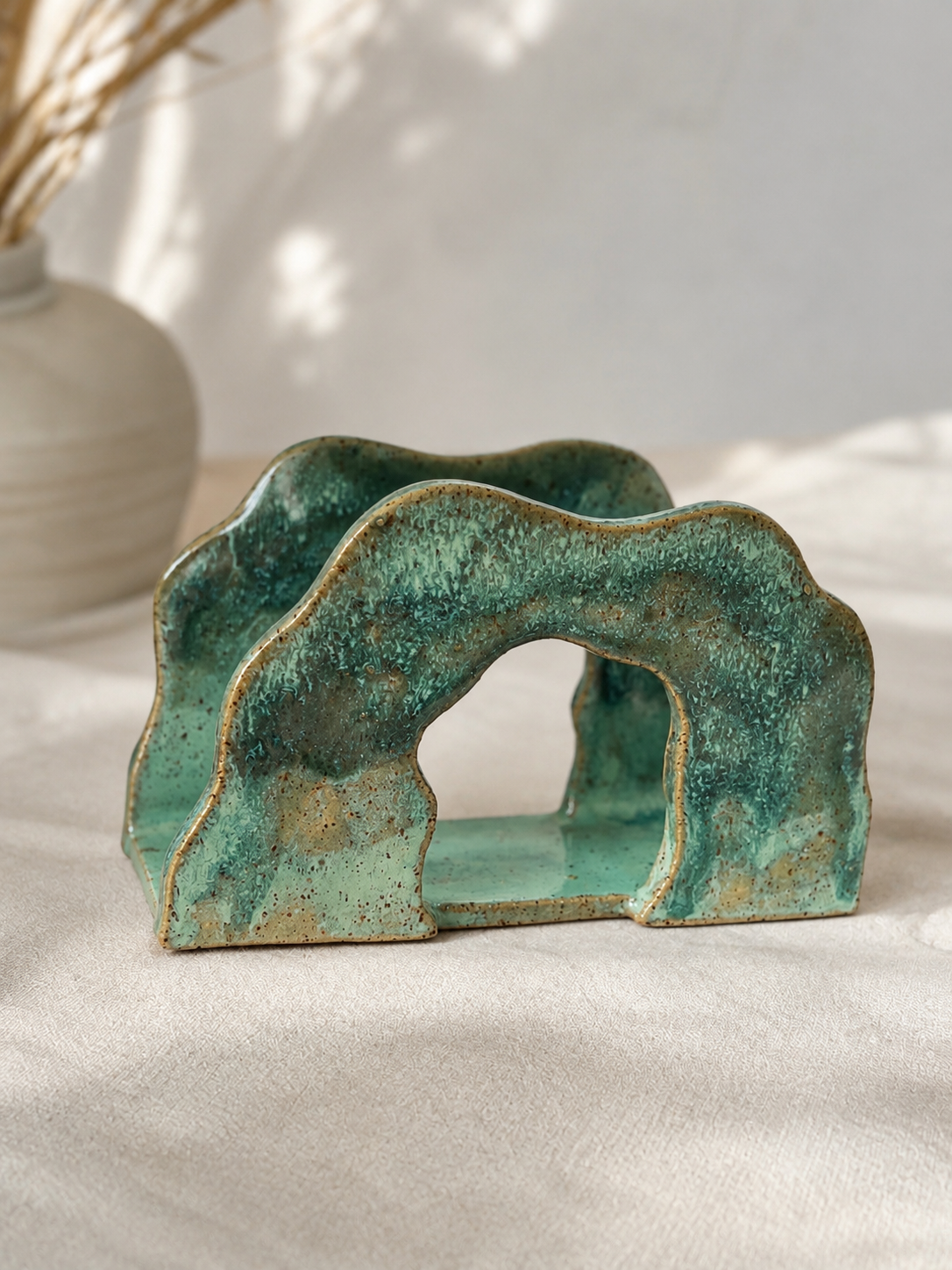 Porta servilletas escultórico – Verde Celadón
