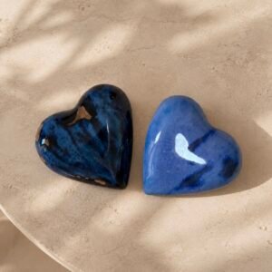 Set de Corazones escultórico de cerámica pequeños - Azules