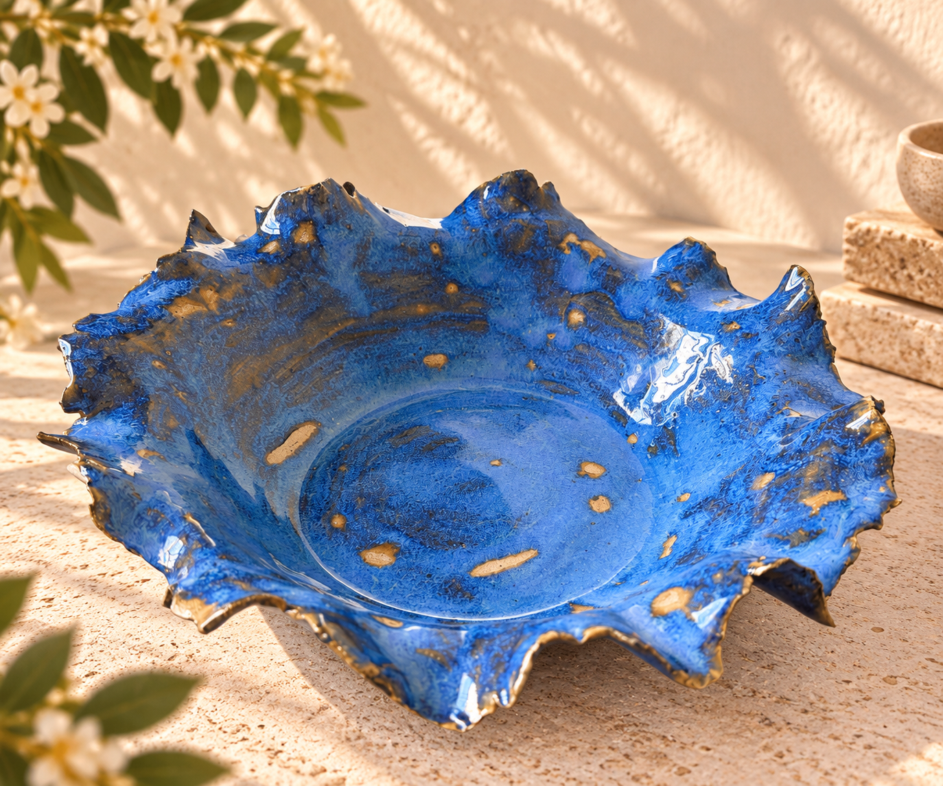 Centro de Mesa Orgánico – Azul Cobalto