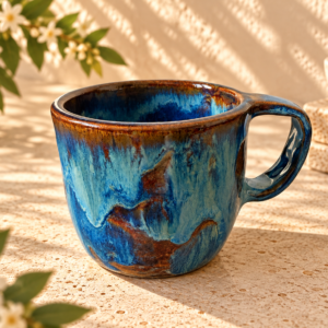 Taza escultórica de cerámica – Océano
