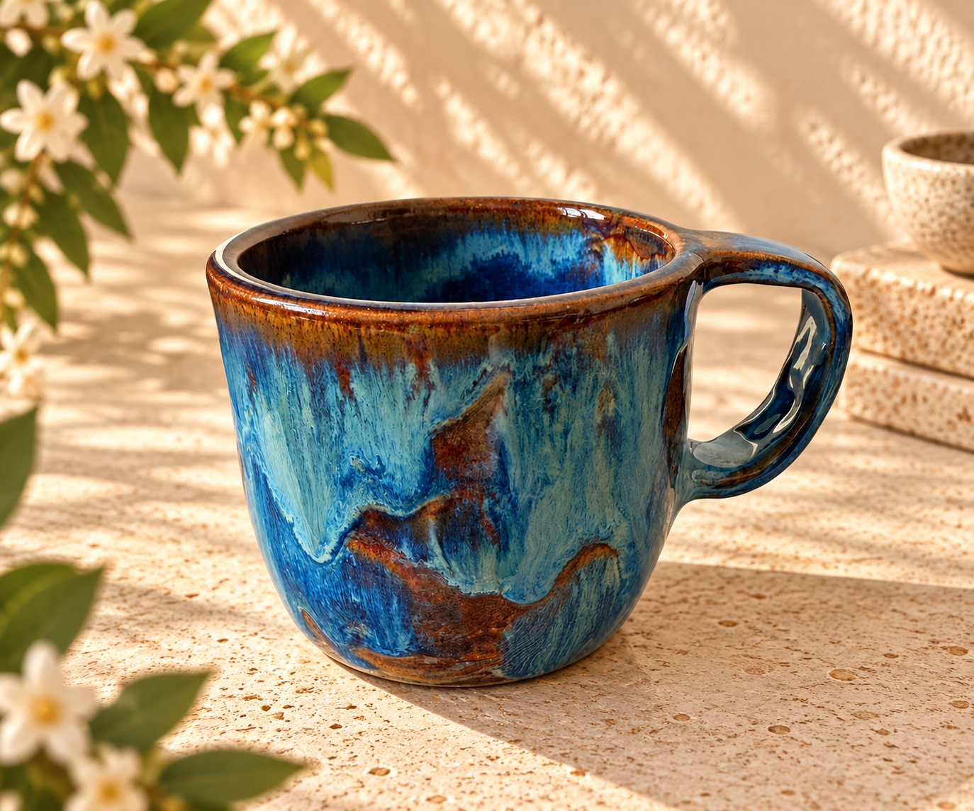 Taza escultórica de cerámica – Océano