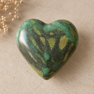 Corazón escultórico de cerámica pequeño– Verde Bosque