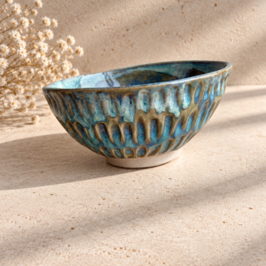Bowl escultórico de cerámica – Azul Turquesa